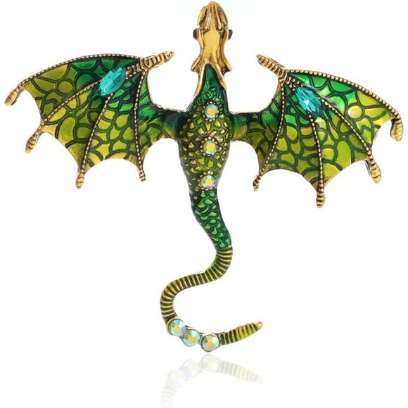 Jewelry - Statement Enamel Dragon Brooch - Vintage Accessory for Fashion Enthusiasts